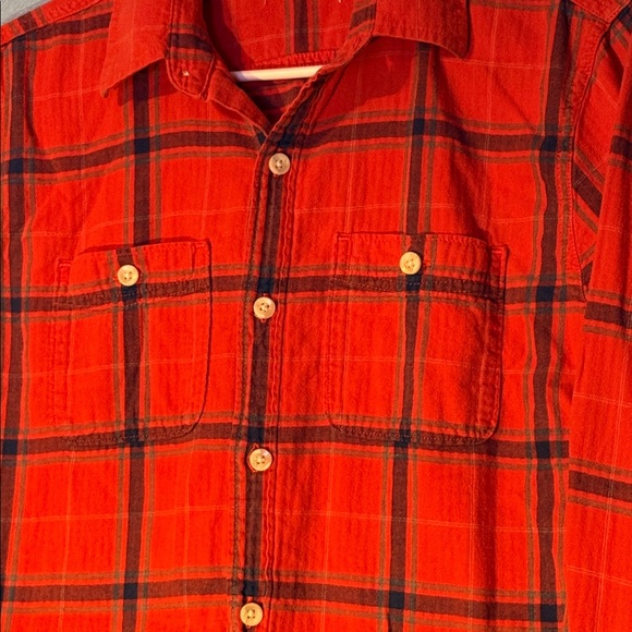 Hollister orange\red and Blue Plaid Men's Shirt - Picture 5 of 7